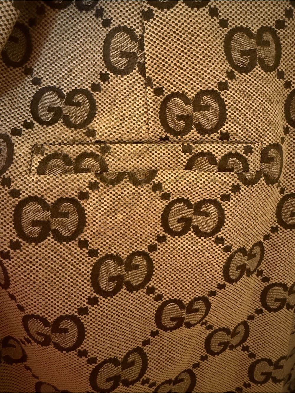 Gucci Beige GG Monogram Sleeveless Romper with Green-Red Web Belt - Picture 9 of 13